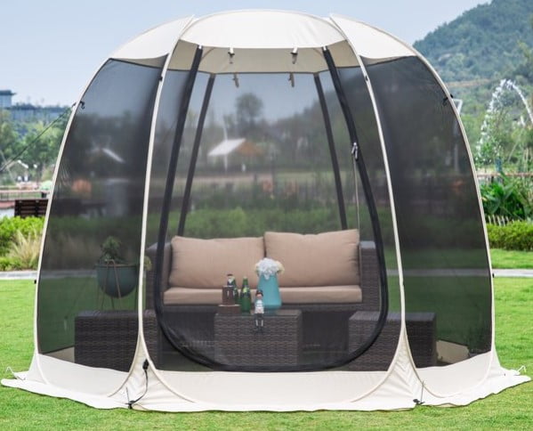 best screen room for camping: Screen House Room Camping 10x10 Beige Instant Canopy